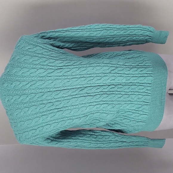 Vintage Trimingham’s Bermuda x Deans of Scotland Teal Wool Cardigan - Size S - Picture 4 of 10